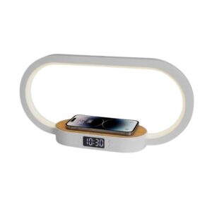 LAMPADA LED CON OROLOGIO DIGITALE RICARICA WIRELESS 15W BAMBOO (TM-2221-BB)