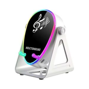 SUPPORTO TELEFONO CON RICARICA WIRELESS + CASSA BLUETOOTH (INDUCTIONSOUND) 2IN1 BIANCO
